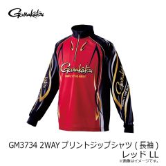 がまかつ　GM3734 2WAYプリントジップシャツ (長袖) レッド LL