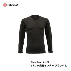 リベルタ　ThermOne メンズ Vネック長袖インナー ブラック L